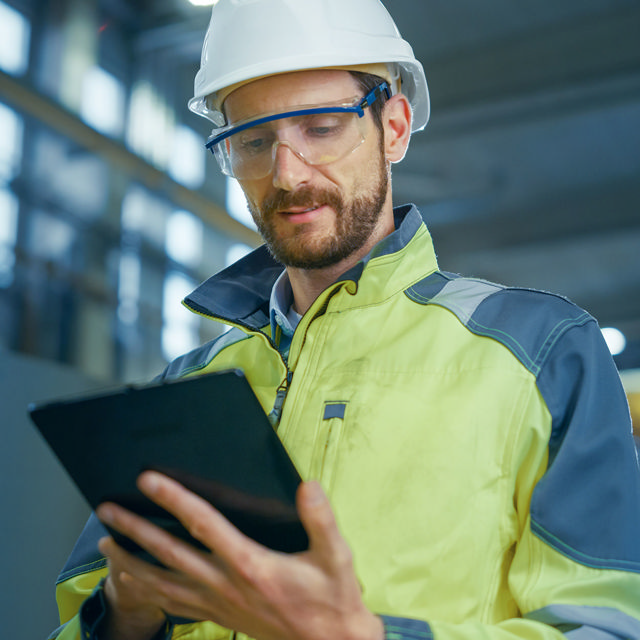 Field Service technician with a tablet